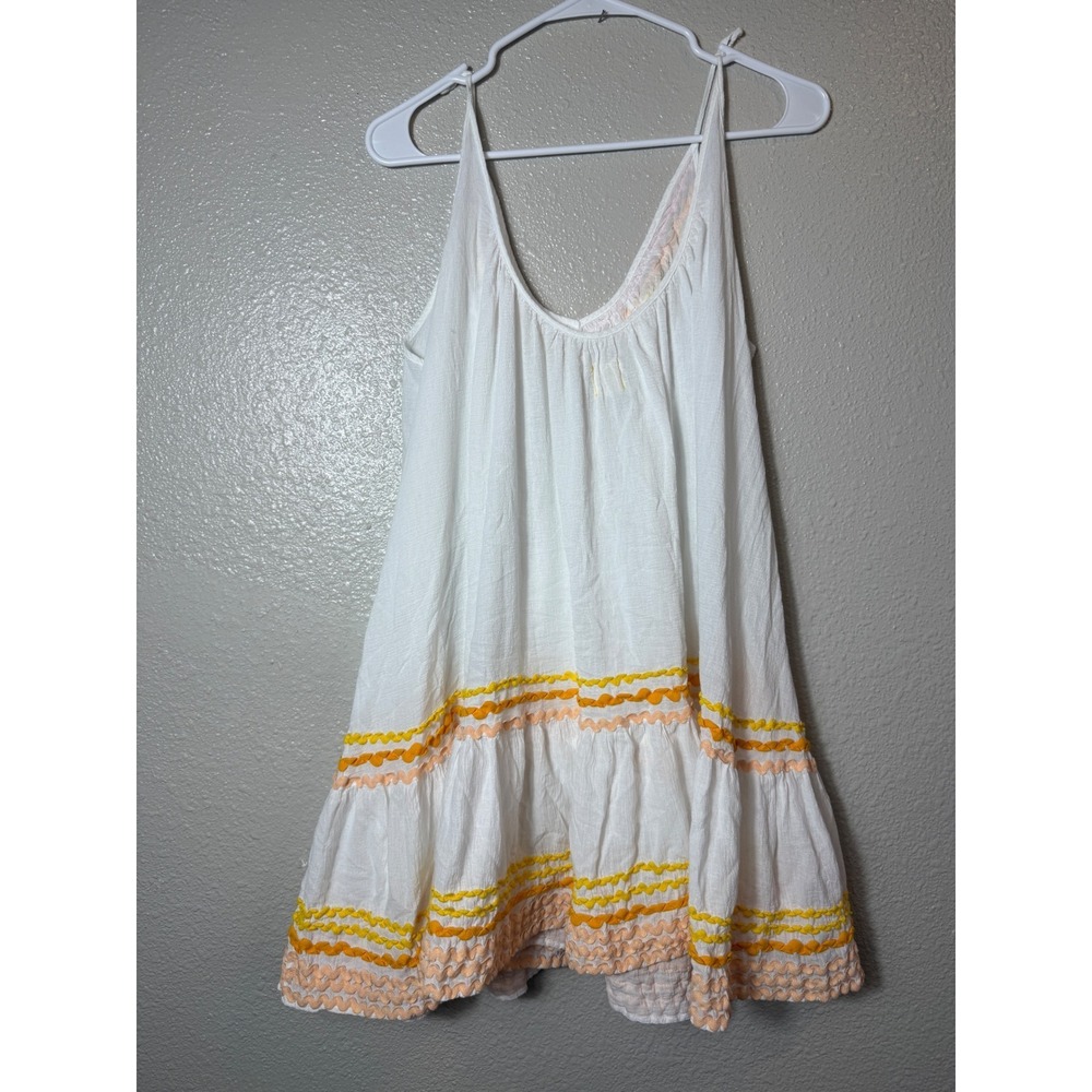 9Seed St. Tropez Ruffle Mini Dress White Rainbow Ric-Rac One Size - Picture 3 of 6